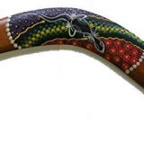 Dekorativ-Aborigines-Stil-Punkte-Bemalte-Holz-Boomerang-40-cm-Fair-Trade-0