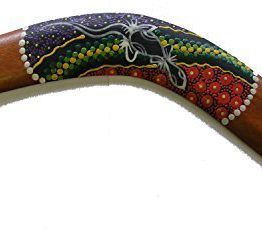 Dekorativ-Aborigines-Stil-Punkte-Bemalte-Holz-Boomerang-40-cm-Fair-Trade-0