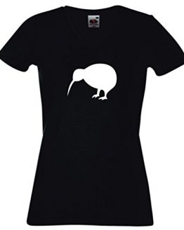 T-Shirt-Damen-V-Ausschnitt-Kiwi-Neuseeland-0
