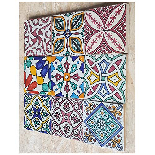Casa-Moro-Orientalische-Fliesen-bunt-Mix-10×10-cm-9er-Packung-handbemalte-marokkanische-Fliesen-Patchwork-Kunsthandwerk-aus-Marokko-Wandfliesen-fuer-schoene-Kueche-Dusche-Badezimmer-HBF8410-0-2