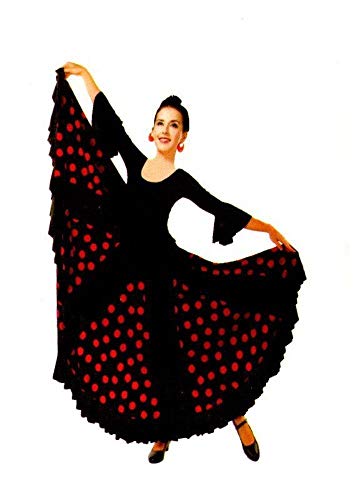 Flamenco-Tanzrock-Flamenca-Gitana-Andalusis-Schwarz-mit-roten-Punkten-0