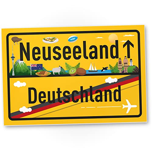 DankeDir-Neuseeland-Deutschland-Ortsschild-Schild-30-x-20-cm-Geschenk-Idee-Gutschein-Reise-Urlaub-Reisegutschein-Maenner-Frauen-Geldgeschenk-Abschiedskarte-Geschenkidee-Deko-Karte-0