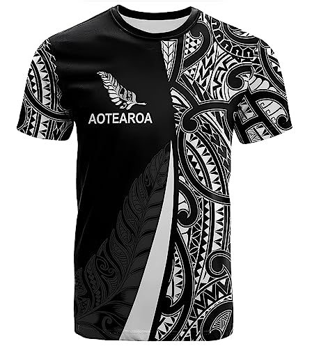 PONNYC-Mens-3D-Print-T-Shirt-Lustige-Coole-Grafik-Tees-fuer-Maenner-Neuseeland-Silber-Fern-Nz-Schwarz-Stolz-Kiwi-Rugby-Geschenk-0