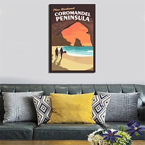 Vintage-Neuseeland-Reise-Poster-Coromandel-Halbinsel-Leinwand-Kunst-Poster-Bild-Geschenk-Wanddekoration-Kunst-Gemaelde-Poster-Modern-Familie-Buero-Schlafzimmer-Dekorative-Poster-0-2