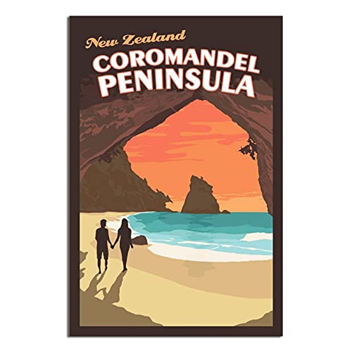 Vintage-Neuseeland-Reise-Poster-Coromandel-Halbinsel-Leinwand-Kunst-Poster-Bild-Geschenk-Wanddekoration-Kunst-Gemaelde-Poster-Modern-Familie-Buero-Schlafzimmer-Dekorative-Poster-0