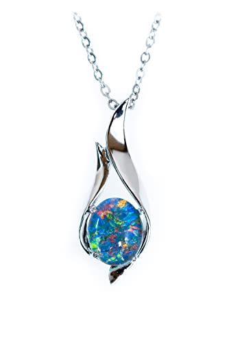 Australischer-schwarzer-Opal-Triplett-oder-massiver-australischer-weisser-Opal--Feueropal--11-x-8-mm-echter-australischer-Opal-Halsketten-Anhaenger-in-Sterlingsilber-vergoldeter-Damenschmuck-0