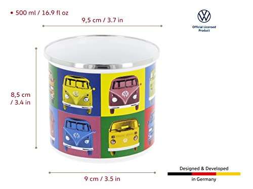 BRISA-VW-Collection-Volkswagen-Grosse-Emaille-Kaffee-Tee-Tasse-Becher-Haferl-fuer-Camping-Outdoor-T1-T3-Bus-500-mlMulticolorBunt-0-1
