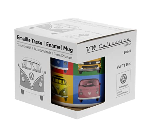 BRISA-VW-Collection-Volkswagen-Grosse-Emaille-Kaffee-Tee-Tasse-Becher-Haferl-fuer-Camping-Outdoor-T1-T3-Bus-500-mlMulticolorBunt-0-2