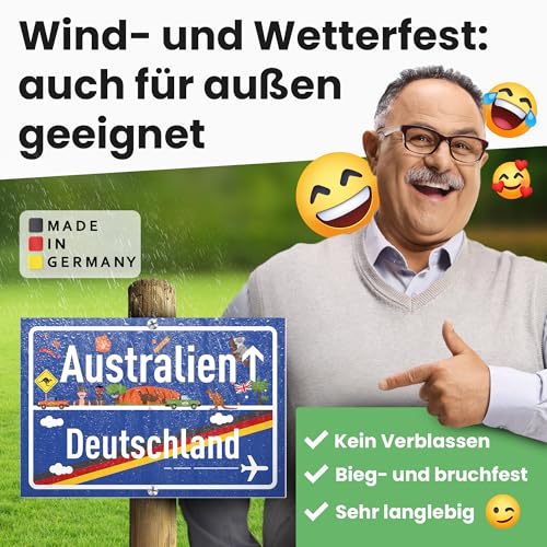 DankeDir-Australien-Deutschland-Ortsschild-Kunststoff-Schild-30-x-20-cm-Geschenk-Idee-Gutschein-Reise-Urlaub-Reisegutschein-Maenner-Frauen-Geldgeschenk-Abschiedskarte-Geschenkidee-Deko-Karte-0-3