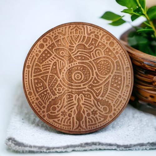 Holzuntersetzer-mit-Aborigine-Mustern-fuer-Getraenke–wunderschoen-gestaltete-Holz-Getraenkeuntersetzer-6-Stueck-fuer-Trinkglaeser-Kaffeetassen-fuer-jeden-Tischtyp-Groesse-89-x-89-cm-0-2