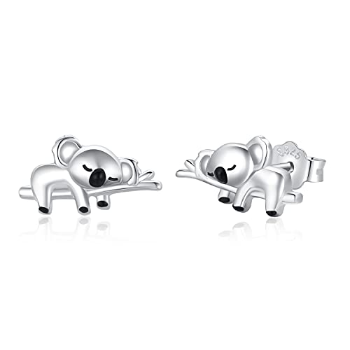 Koala-Ohrringe-925-Sterling-Silber-Niedliche-Tier-Ohrstecker-Koala-Baer-Ohrringe-Schmuck-Koala-Geschenke-fuer-Frauen-Maedchen-Freundin-0