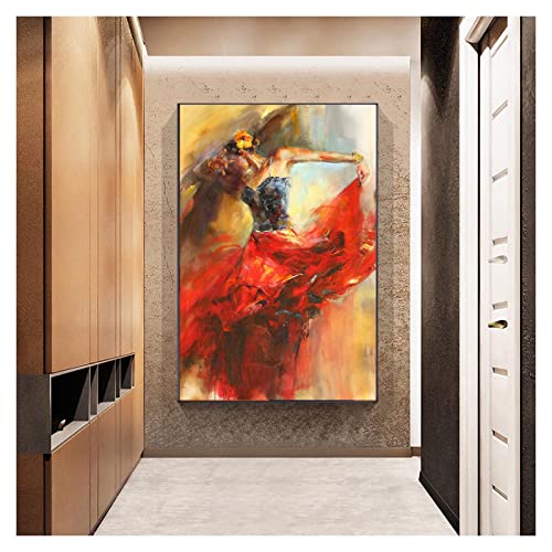 Zhadongli-Art-Spanische-Flamenco-Schoenheitstaenzerin-Leinwandkunst-Gemaelde-Vintage-Figur-Poster-und-Drucke-Wandkunst-Bild-moderne-Dekoration-0