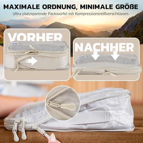 BACKPACKER-Packing-Cubes-mit-Kompression-6-teilig-Packtaschen-Set-aus-recyceltem-Material-Leichte-Organizer-fuer-Rucksack-Koffer-inkl-Packwuerfel-fuer-nasse-Waesche-Beutel-0-0