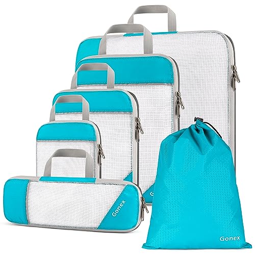Compression-Packing-Cube-6-teilig-Gonex-robust-langlebig-Verpackungswuerfel-Packtaschen-Kleidertasche-Koffer-Organizer-Aufbewahrungstasche-0