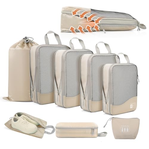 Kompressions-Packwuerfel-Set-mit-Kompression-Koffer-Organizer-Travel-Organizer-fuer-Koffer-und-Rucksack-Compression-Packing-Cubes-Komprimierbaren-Packwuerfeln-zur-Organisation-Packtaschen-Set-0