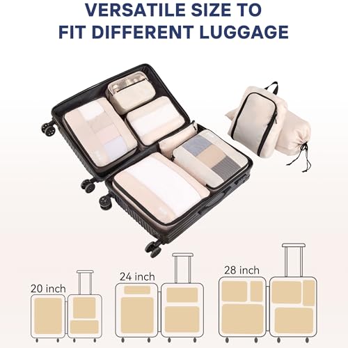 MURISE-Koffer-Organizer-8-Stueck-Packing-Cubes-fuer-Urlaub-und-Reisen-Packwuerfel-Packtaschen-fuer-Koffer-mit-Schuhtasche-Kosmetiktasche-Ordnungssystem-Travel-Essentials-0-2