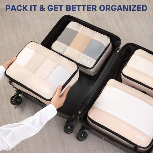 MURISE-Koffer-Organizer-8-Stueck-Packing-Cubes-fuer-Urlaub-und-Reisen-Packwuerfel-Packtaschen-fuer-Koffer-mit-Schuhtasche-Kosmetiktasche-Ordnungssystem-Travel-Essentials-0-4