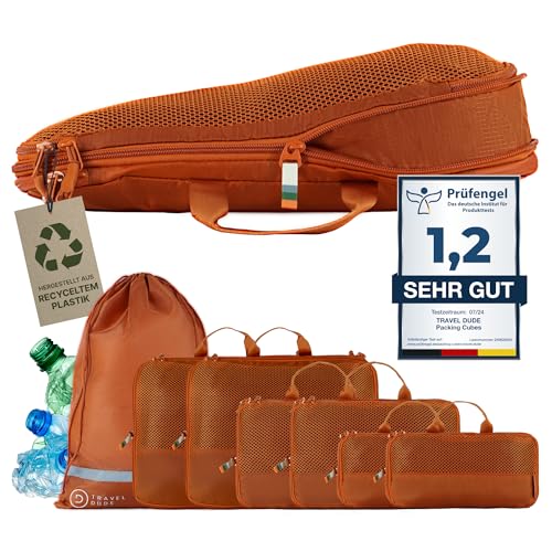 TRAVEL-DUDE-Packwuerfel-Set-mit-Kompression-aus-recycelten-Plastikflaschen-Leichte-Packing-Cubes-Packtaschen-Set-fuer-Rucksack-Koffer-0
