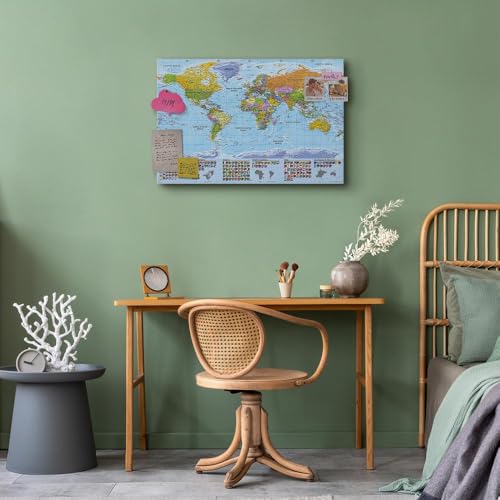 murando-PINNWAND-WELTKARTE-Vlies-Leinwandbild-1-Teilig-Kunstdruck-modern-Wandbilder-XXL-Wanddekoration-Design-Wand-Bild-0-2
