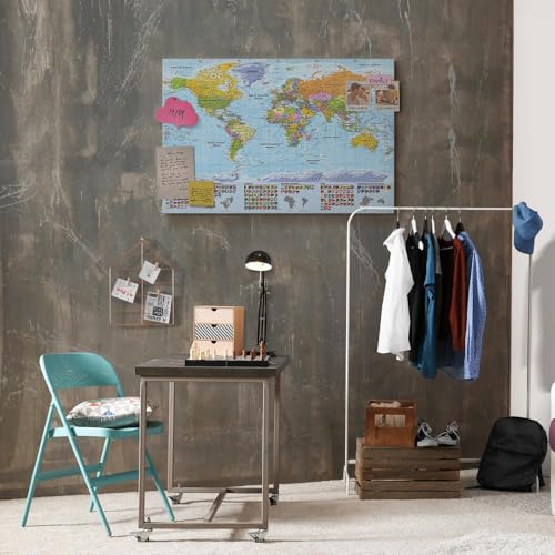 murando-PINNWAND-WELTKARTE-Vlies-Leinwandbild-1-Teilig-Kunstdruck-modern-Wandbilder-XXL-Wanddekoration-Design-Wand-Bild-0-3