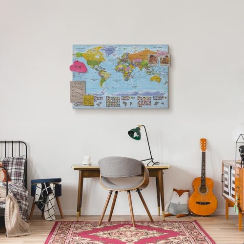murando-PINNWAND-WELTKARTE-Vlies-Leinwandbild-1-Teilig-Kunstdruck-modern-Wandbilder-XXL-Wanddekoration-Design-Wand-Bild-0-5
