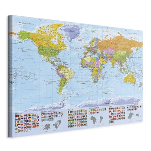 murando-PINNWAND-WELTKARTE-Vlies-Leinwandbild-1-Teilig-Kunstdruck-modern-Wandbilder-XXL-Wanddekoration-Design-Wand-Bild-0