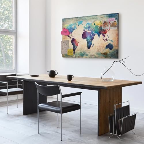 murando-Weltkarte-Pinnwand-Vlies-Leinwandbild-Wandbilder-als-Korktafel-Korkwand-nutzbar-Leinwandbilder-Wandbilder-XXL-0-1