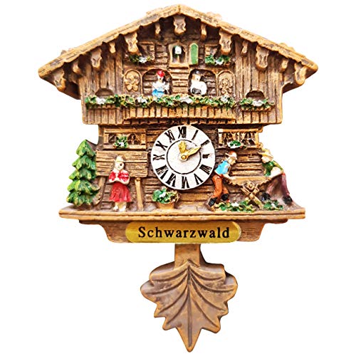 Kuckucksuhr-Magnet-Polyresin-Kuehlschrank-Handmade-Braun-Schwarzwald-0