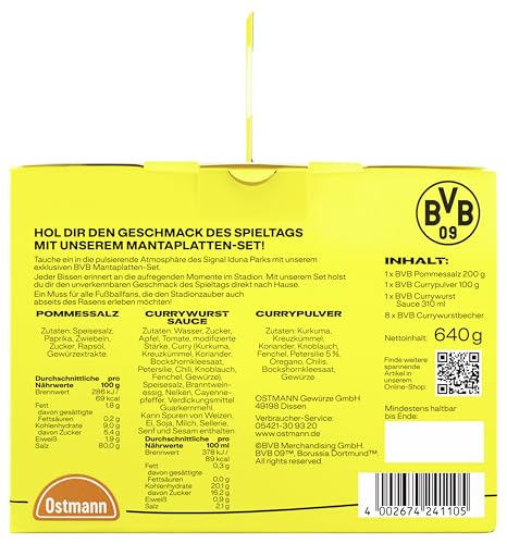 Ostmann-BVB-x-Ostmann–Manta-Platten-Set-Currywurst-Pommes-fuer-Selbermachen-Pommessalz-Currypulver-Currywurstsauce-und-8-Schalen-in-der-BVB-Fanedition-Ideal-zum-Verschenken-0-0