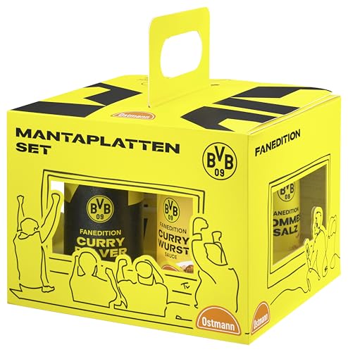 Ostmann-BVB-x-Ostmann--Manta-Platten-Set-Currywurst-Pommes-fuer-Selbermachen-Pommessalz-Currypulver-Currywurstsauce-und-8-Schalen-in-der-BVB-Fanedition-Ideal-zum-Verschenken-0