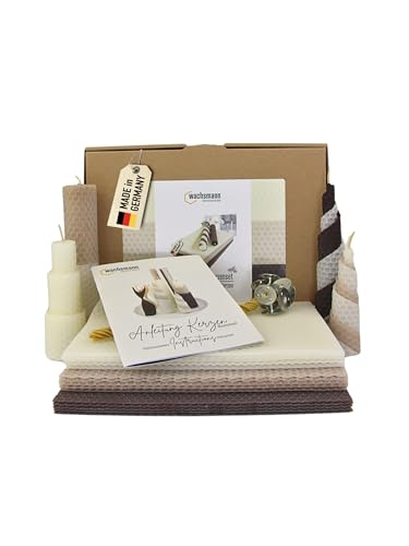 Wachsmann-100-reines-Bienenwachs-aus-Deutschland-Kerzen-selber-machen-Set--15-Bienenwachsplatten-15-x-20-cm-mit-Hanfdochten-fuer-15-Bienenwachskerzen-Dochte-21-cm-Adventskerzen-Geschenk-0