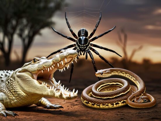 Gefährlich und giftige Tiere in Australien, Salzwasserkrokodil, Funnelback Spider, Brown snake