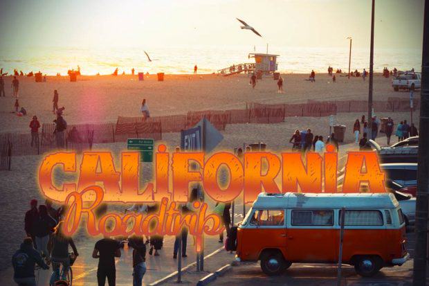 Roadtrip Kalifornien VW Bus in Santa Monica