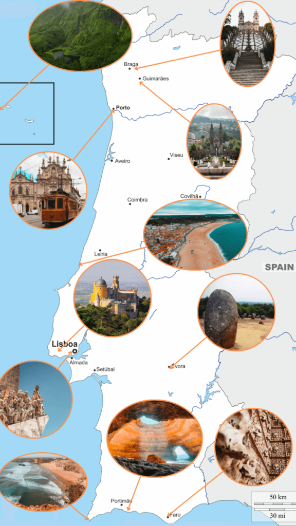 Spannende Portugal Sehenswurdigkeiten Karte Ebenbild