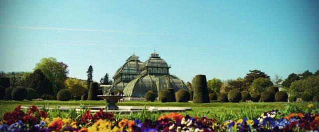 The Palm House in the Schoenbrunn Palace Park in Vienna from outside