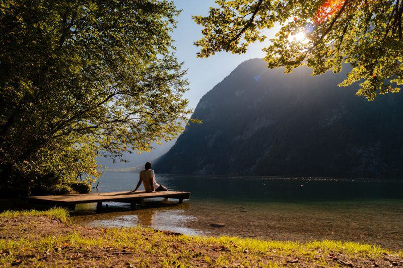 Chill out on the jetty at the hidden beach at Königssee