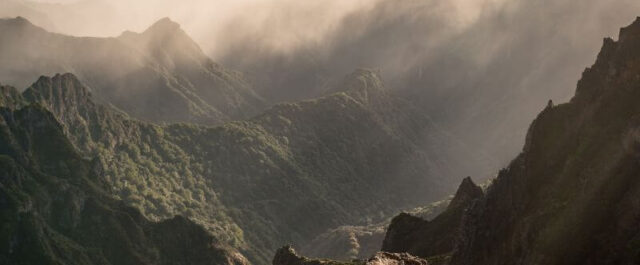 Madeira mountains with fog