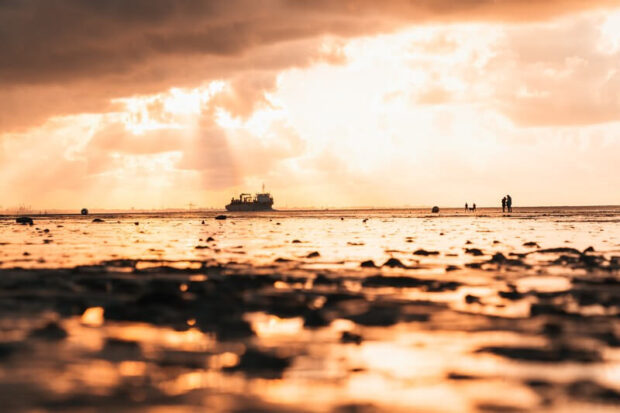 North Sea Route Sunset Wadden Sea in East Frisia