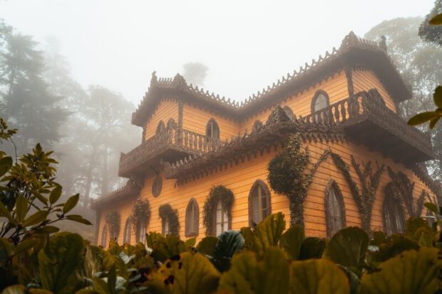 Die Villa der Gräfin von Edla in Sintra im Nebel
