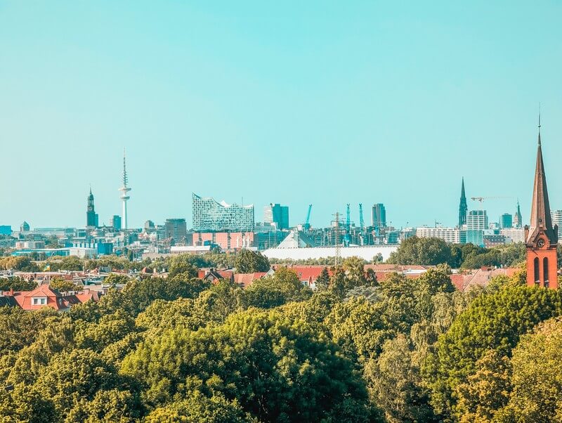 Blick auf die Skyline von Hamburg