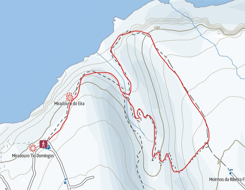 Trilho da Barquinha Wanderweg entlang der Küste auf der Karte
