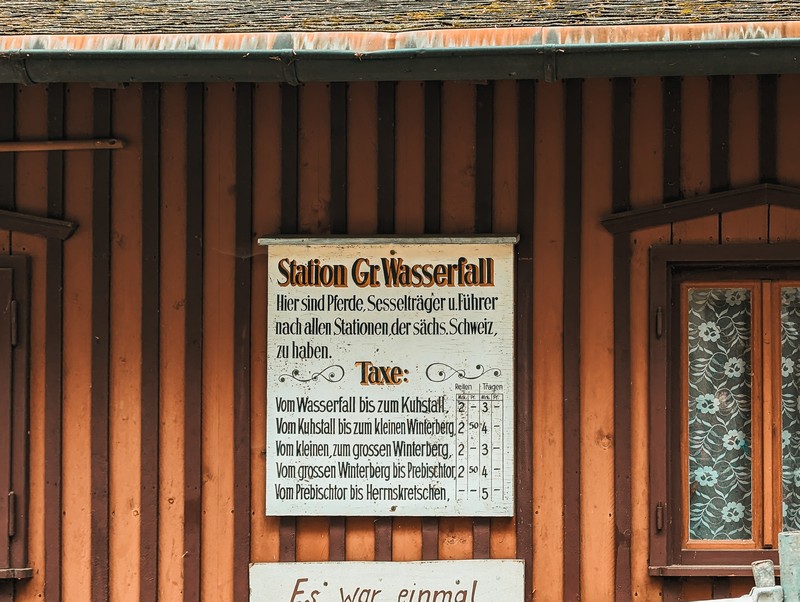 historisches Schild am Lichtenhainer Wasserfall