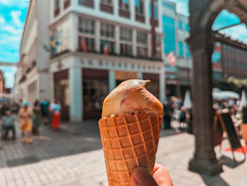 Marzipan ice cream at Café Niederegger in Lübeck