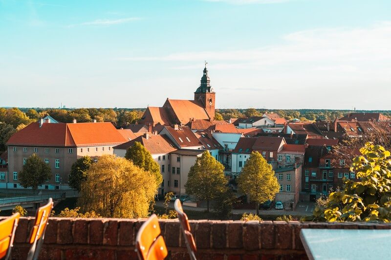 Die Altstadtinsel in Havelberg in der Abendsonne.