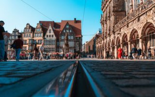 Bremer Marktplatz mit Kaufhäusern im Fachwerk-Stil