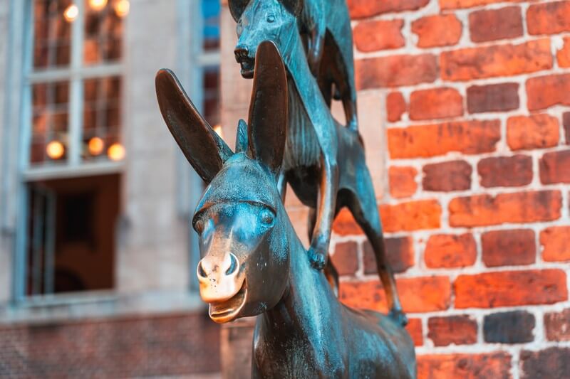 Bremer Stadtmusikanten  Statue Zoom auf Esel