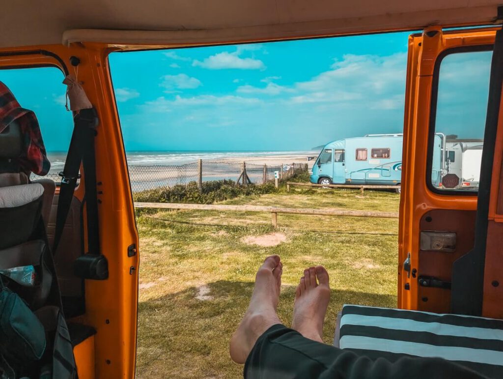 Blick aus dem Campervan T3 auf den Ärmelkanal