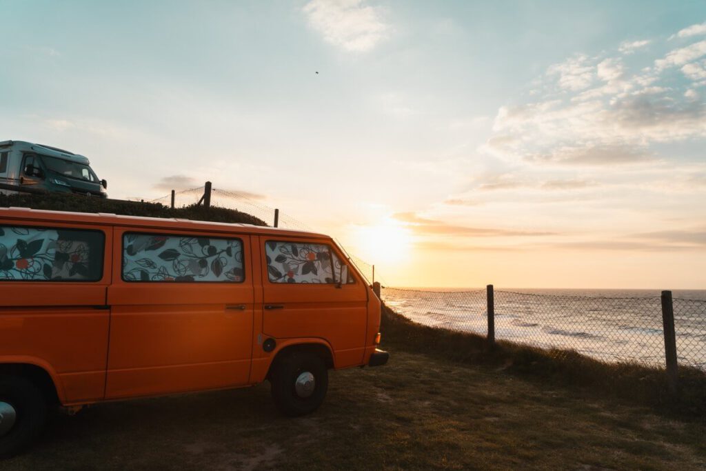 Sonnenuntergang an der Alabasterküste beim Camping