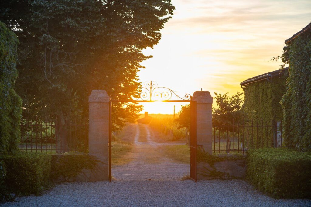 Sonnenuntergang im Château Sigalas-Rabaud.