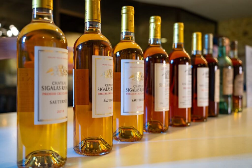 Die verschiedenen Weine des Château Sigalas-Rabaud.